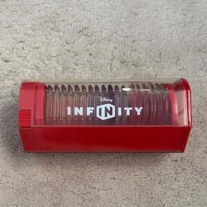 Disney Infinity Red Disc Holder with 18 Mystery Disks